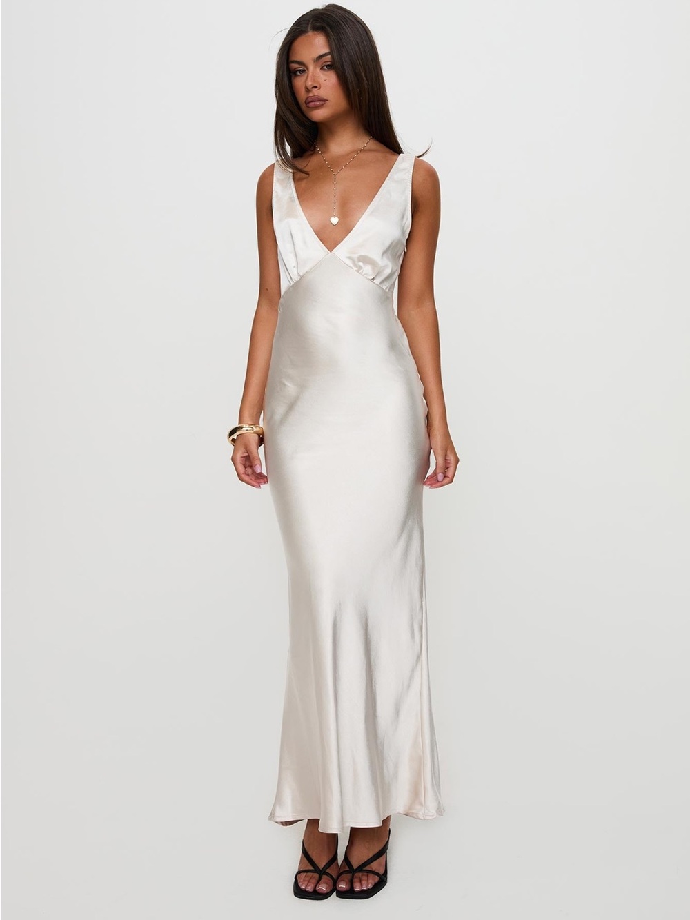 Princess Polly Champagne Maxi Dress **with flaws**